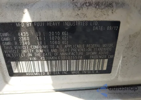 2013 Subaru Legacy 2.5I Limited z USA, uszkodzony, nr VIN 4S3BMBK63D3015574